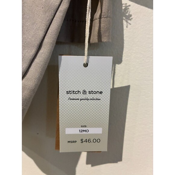 NWT Stitch & Stone Tropical Outfit - Tan Palm Trees - 12M - Picture 3 of 3